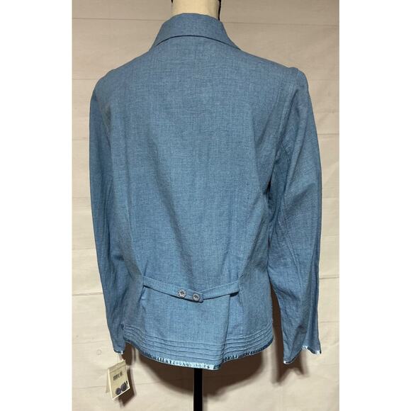 NWT SUSAN BRISTOL sz M light blue linen blend button down blazer jacket - Picture 3 of 8